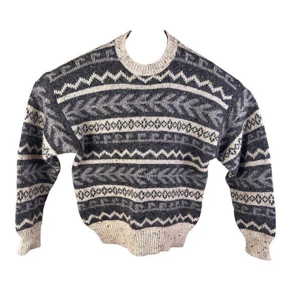 VINTAGE Peter England Wool Sweater Adult XL Thick Cable Knit Crew Neck Fisherman - Picture 1 of 11